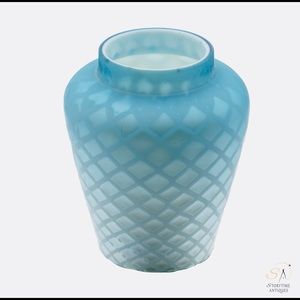 Victorian “Mother-of-Pearl” diamond quilted satin glass vase, c. 1880’s